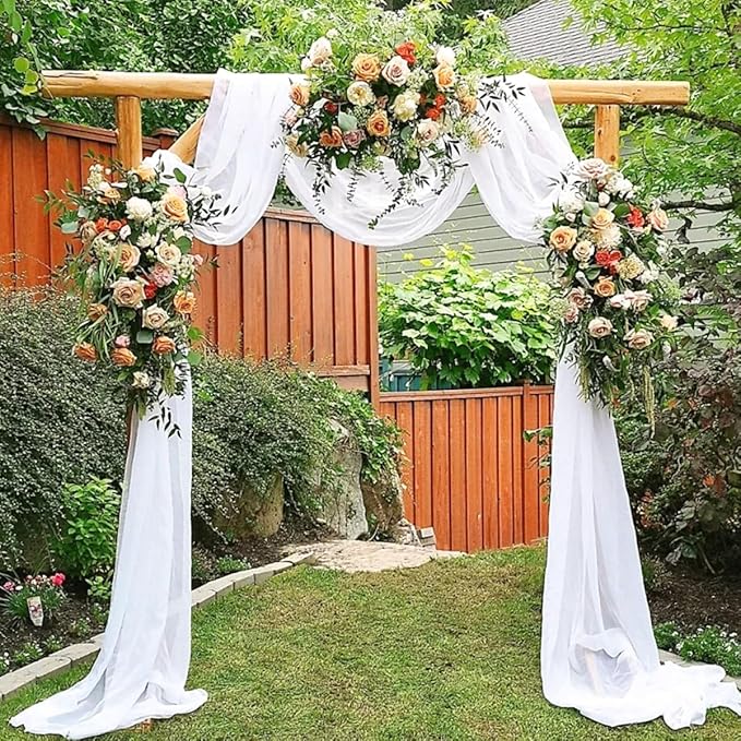 Outdoor Curtains: White Sheer Gauze Arch Drapes, 4 Panels, 29 x 20 Ft