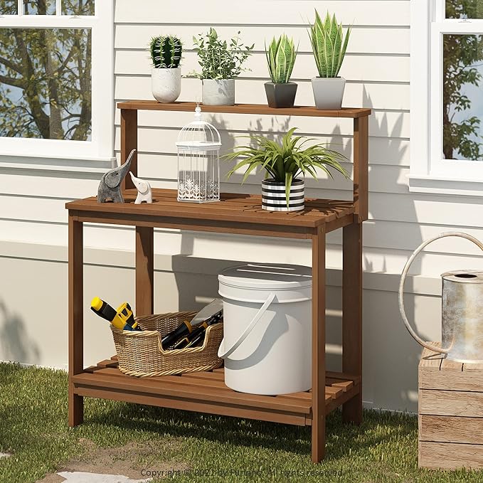 Furinno FG17478 Tioman Outdoor Patio Furniture Hardwood Potting Bench - Image 2