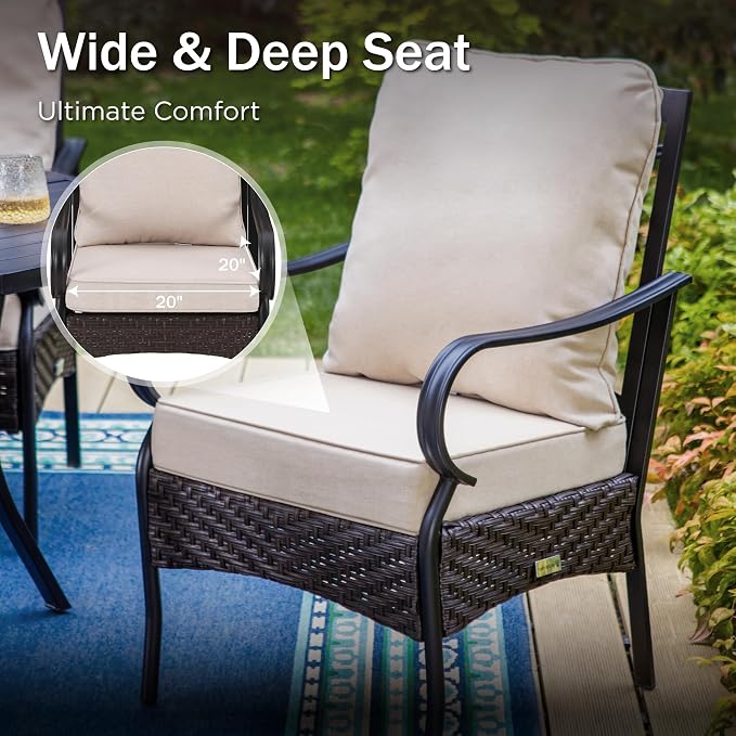 PHI VILLA Outdoor Dining Set for 6, All-Weather Patio Table and Chairs Set for 6 - Image 7