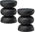 Glitzhome Outdoor Side Table Set of 2, Heavy Duty Indoor Outdoor Round Planter by Glitzhome