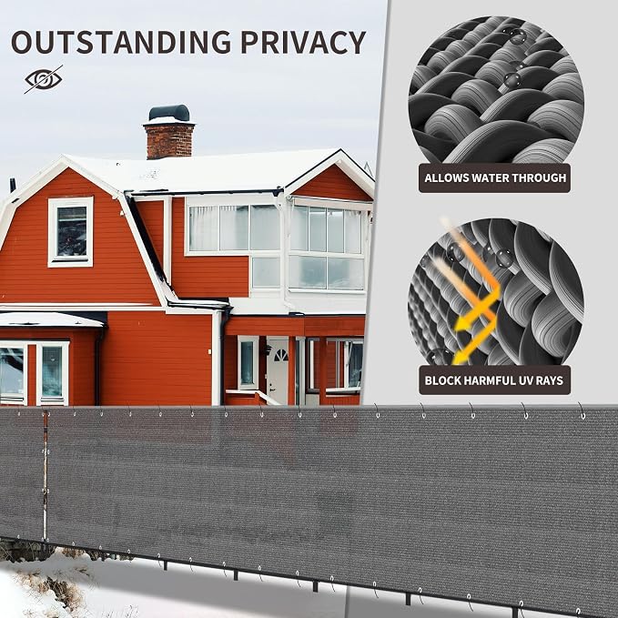 LOVE STORY Custom Size 2'6''x26' Dark Grey Balcony Privacy Screen, UV Block - Image 4