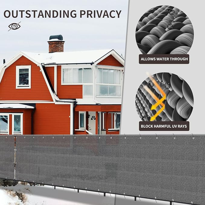 LOVE STORY Custom Size 3'x11' Dark Grey Balcony Privacy Screen, UV Block - Image 4