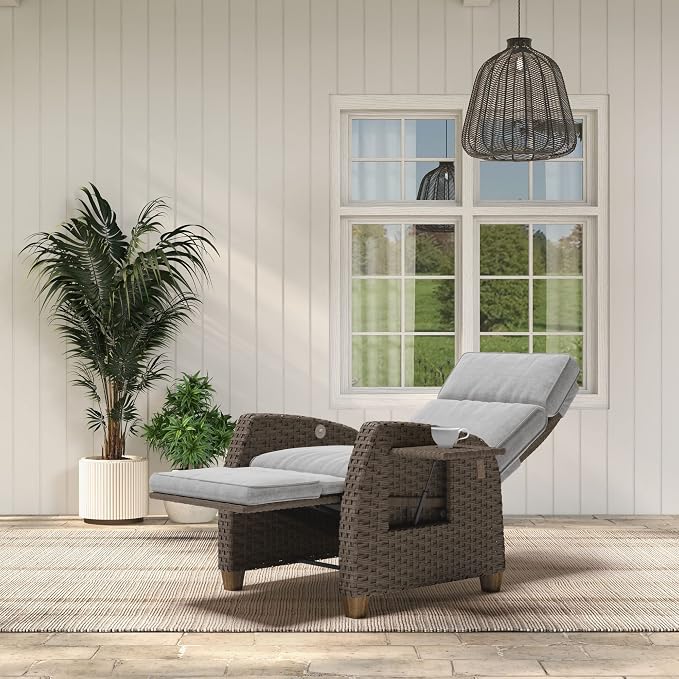 Grand patio Indoor & Outdoor Recliner Chair PE Wicker Patio Recliner - Image 5