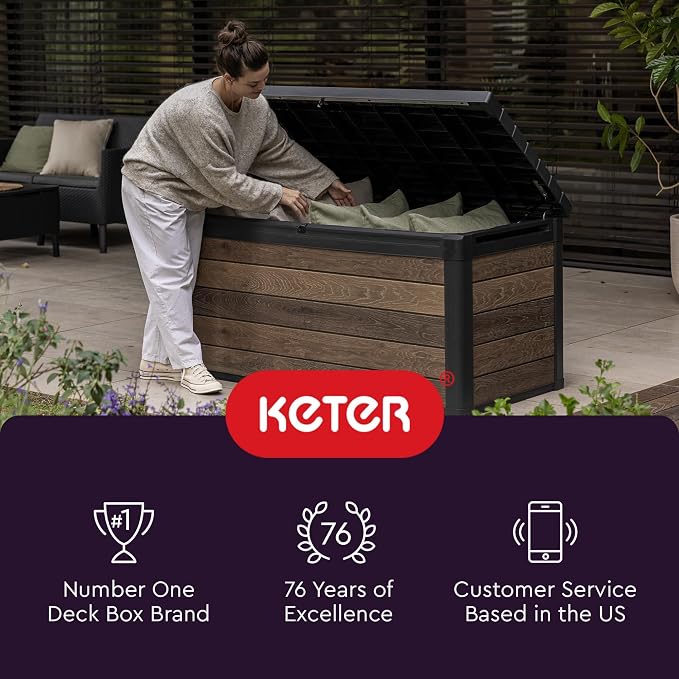 Keter City 30 Gallon Resin Outdoor Storage Box and Patio Furniture Side Table - Image 10