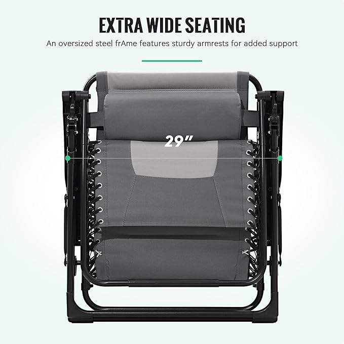 JEAREY Oversized Padded Zero Gravity Chairs, Folding Lounge Chair Outdoor Patio - Image 4