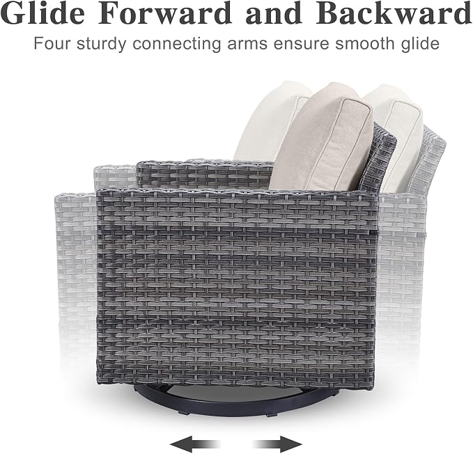 Belord Wicker Patio Furniture 5 Piece Outdoor Sofa Set, Oversize Outdoor Swivel - Image 5