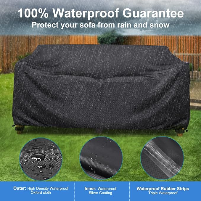 Mrrihand Heavy Duty Patio Sofa Cover Waterproof, 3-Seater Outdoor Sofa Loveseat - Image 5