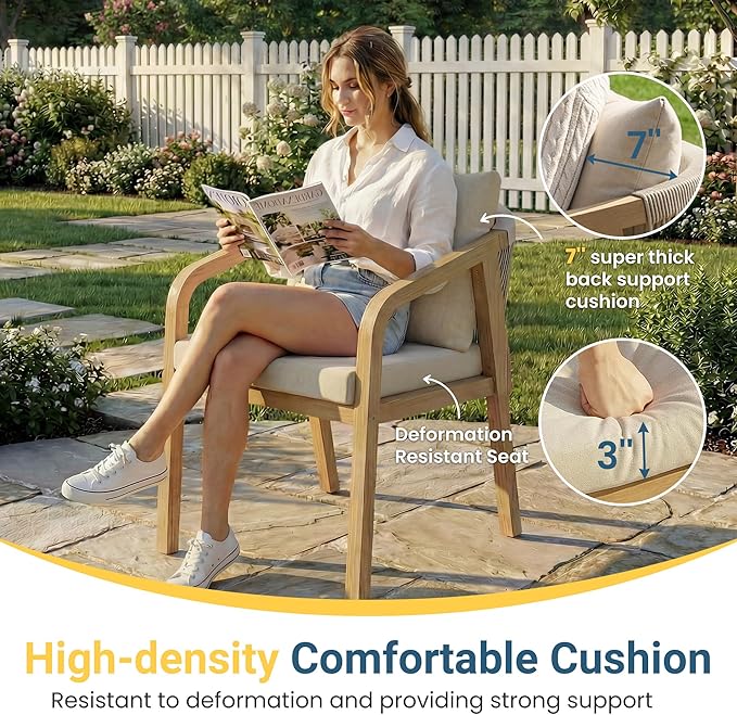 Wisteria Lane Acacia Patio Dining Chairs Set of 2, Outdoor Wood Chairs - Image 4