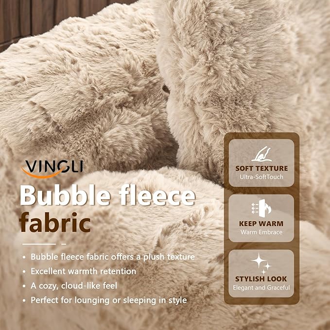 VINGLI Boneless Chaise Lounge Chair, Light Brown Oversized Reading Chair - Image 6