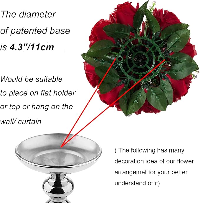 Artificial Flower Ball Centerpieces in Crimson Red Silk, 9.5 Inch