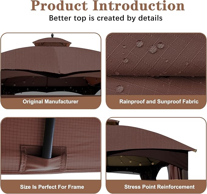 SCOCANOPY Brown Ripstop Replacement Top - Image 5