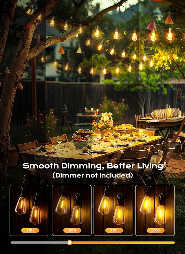 String Lights, 200FT Outdoor Patio Lights with 64 Shatterproof LED Bulbs