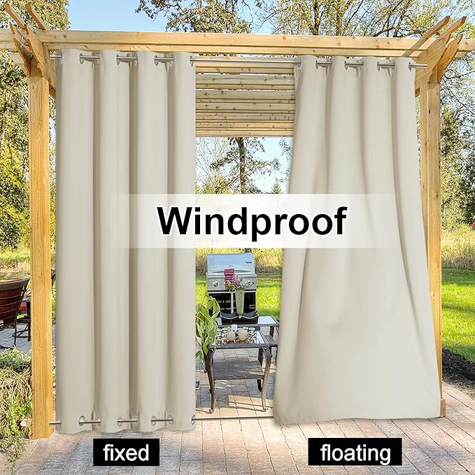 NICETOWN Outdoor Curtain for Patio Waterproof, Sun Blocking Rustproof Grommet - Image 4