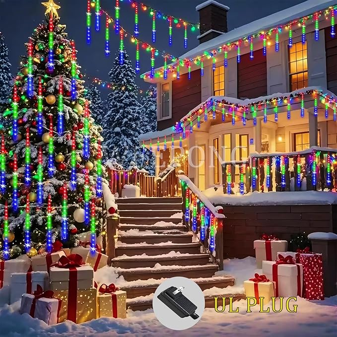 String Lights 32 Tubes 768 LEDs Multicolor Outdoor Icicle Lights
