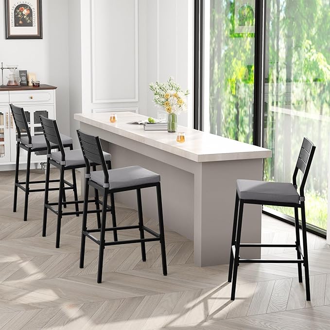 Crestlive Products Outdoor Bar Stools Set of 4, Patio Counter Height Barstools - Image 6