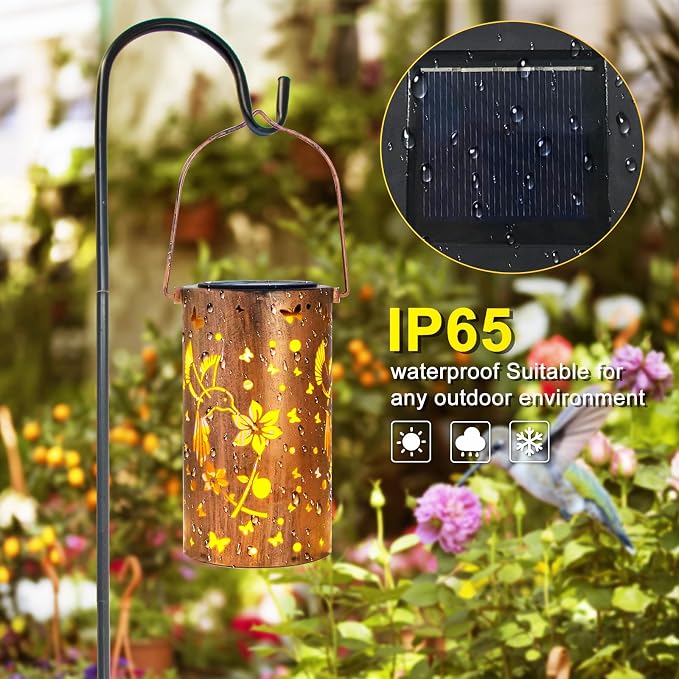 2 Pack Solar Lanterns Outdoor Waterproof Hummingbirds Birthday Gifts - Image 4