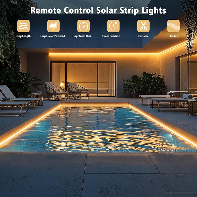 DBFAIRY 50Ft Solar LED Strip Lights Outdoor, Large Capacity Solar Powered Light - Image 5