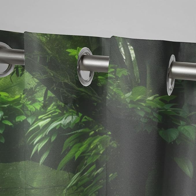 Nature Theme Outdoor Curtains for Patio Waterproof, Forest Pattern, Waterproof - Image 4