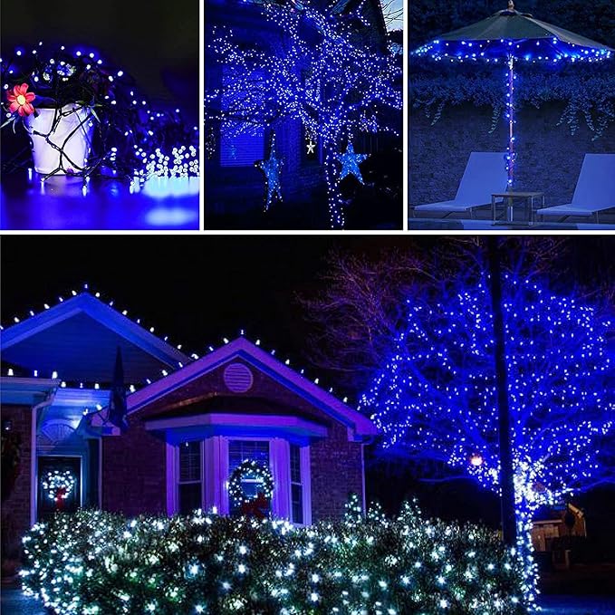 String Lights, 500 LED Blue Outdoor Waterproof, 165 ft Length