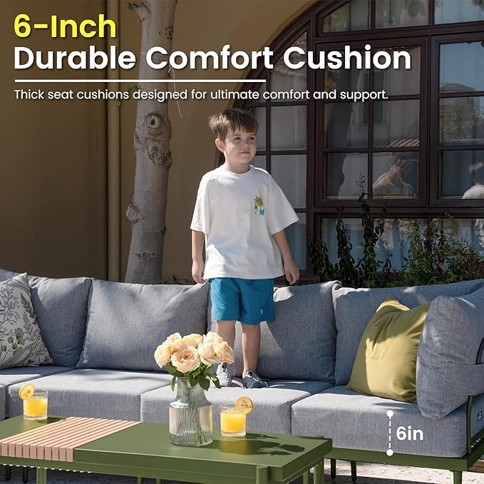 Sundale Outdoor 3 Pieces Patio Furniture Set, Metal Outdoor Sectional Sofa - Image 3