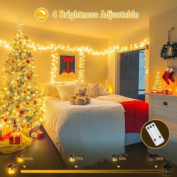 String Lights, 168 ft Warm White, 600 LEDs with Remote