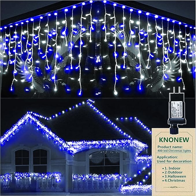 String Lights 400 LED 33ft Blue and White Outdoor Christmas