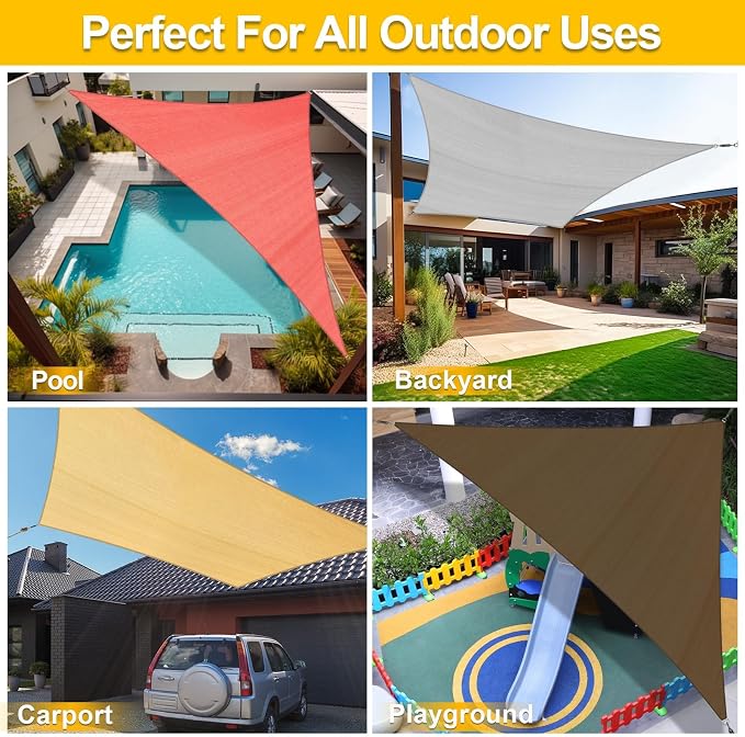 KANAGAWA Sun Shade Sail Curved 24'X24' Sand Rectangle Outdoor Shade Cover UV - Image 4