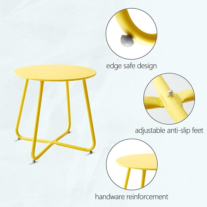 Outdoor Table Small Patio Side Table Waterproof Round Metal Side Table Weather - Image 4