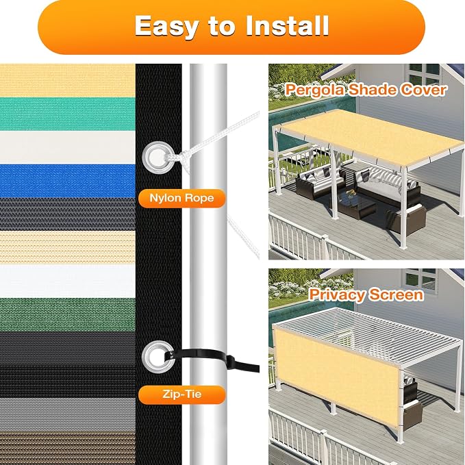 Artpuch Outdoor Pergola Shade Cover 17x22 FT Sun Shade Cloth - Image 5