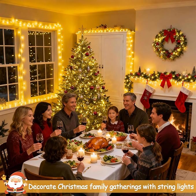 String Lights, 168 ft Warm White, 600 LEDs with Remote