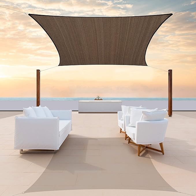 ColourTree TAPR1616 Custom Size 8' x 8' Brown Sun Shade Sail Canopy UV Block by ColourTree