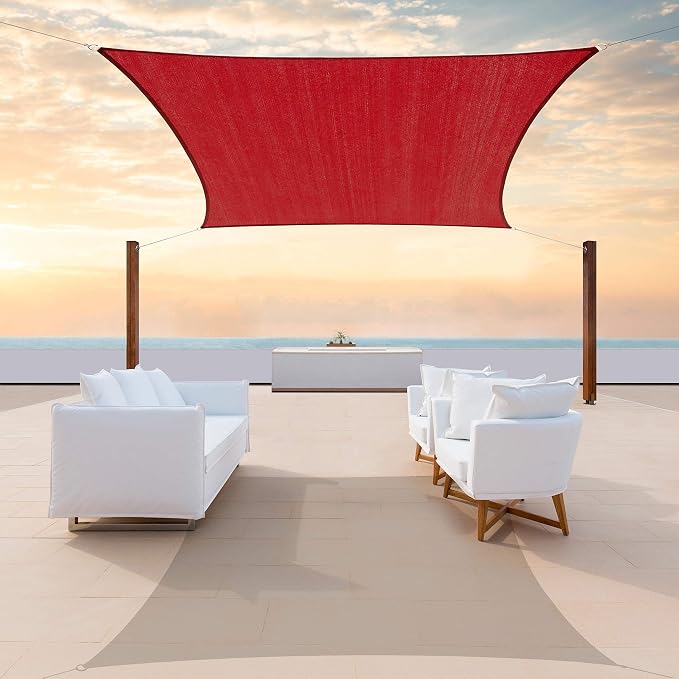 ColourTree TAPR1616 Custom Size 9' x 19' Red Sun Shade Sail Canopy UV Block by ColourTree