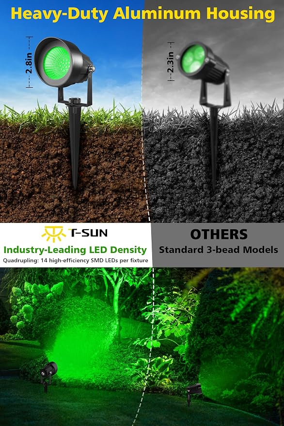 T-SUN Green Spotlight Outdoor, Waterproof LED Landscape Lighting - Image 6