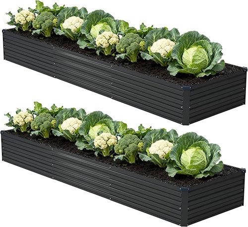 12x2x1ft Galvanized Raised Garden Bed, Outdoor Planter Box Metal Patio Kit by Foxlang