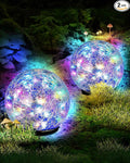 Coroor Garden Solar Ball Lights Outdoor Waterproof, 50 LED Cracked Glass Globe by Coroor