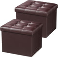 AmasSmile Storage Ottoman Folding Foot Rest Stool, Leather Footstool Bench by AmasSmile