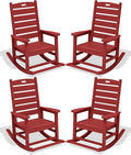 SERWALL Outdoor Rocking Chair Set of 4, Oversized HDPE Patio Rocking Chair by SERWALL