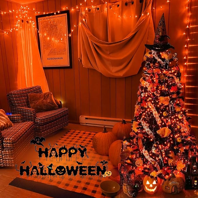 String Lights, 165 ft Outdoor Halloween Set with 500 Orange LEDs