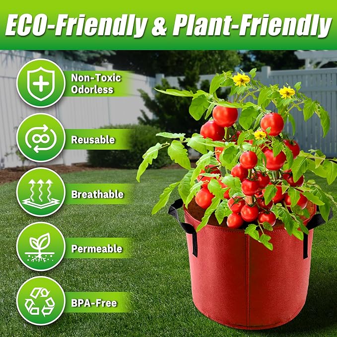5 Gallon Grow Bags, 7 Pack Colorful Fabric Plant Pots - Image 3