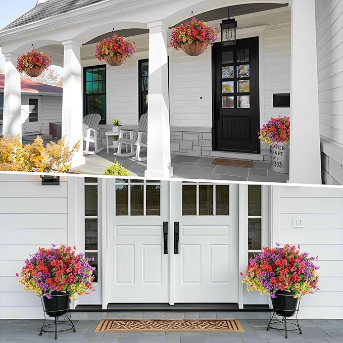 Artificial Flowers, 2 Hanging Baskets, 24 Flower Packs, Plastic