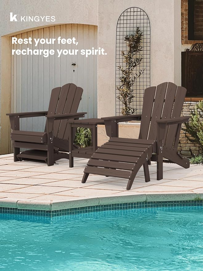 KINGYES Folding Adirondack Ottomans Set of 4 - Image 4