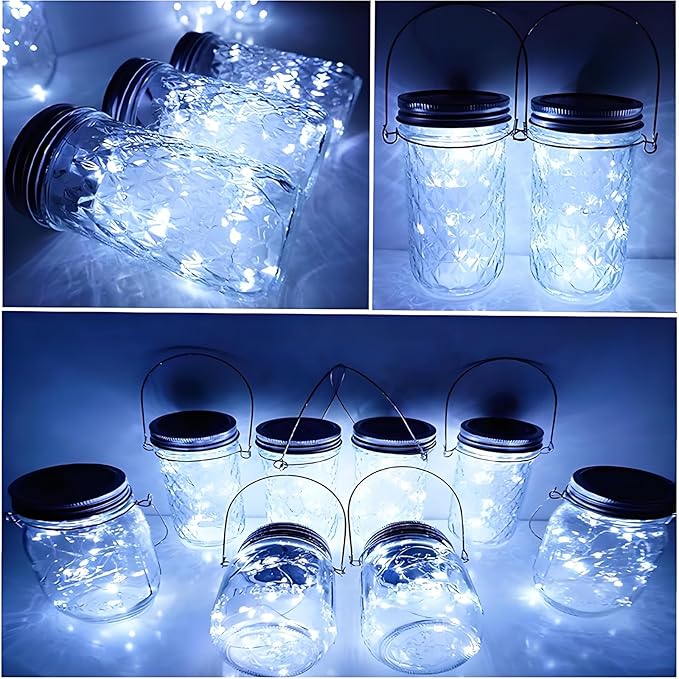 Solar String Lights for Mason Jars, 12 Pack, Cool White