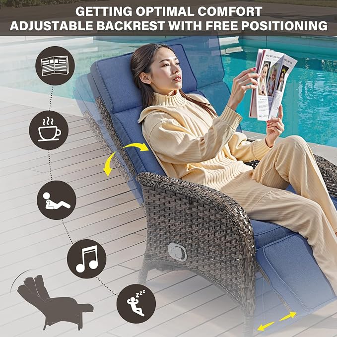 Belord Versatile Outdoor Recliner Chair Set of 3 - Image 4