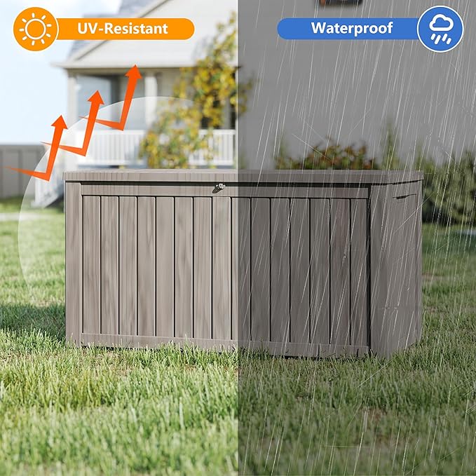 80 Gallon Outdoor Storage Box Waterproof, Resin Deck Boxes - Image 2