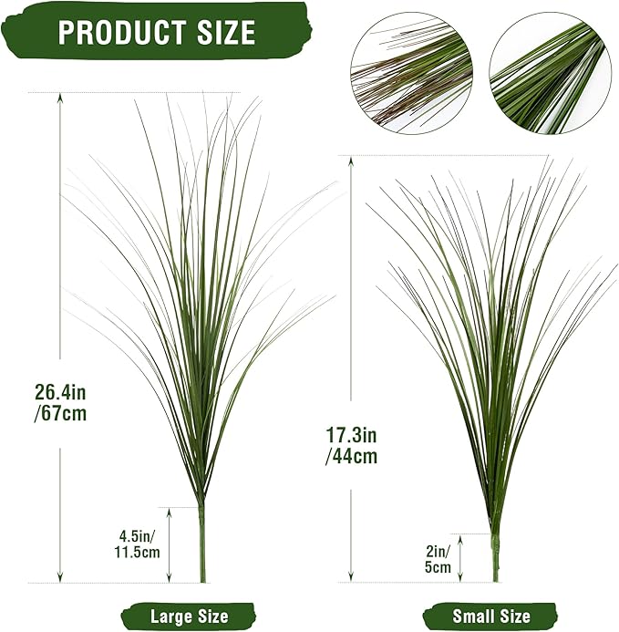 Artificial Wheat Grass Stems, 24 Pack, Green, 26.4 Inch Height