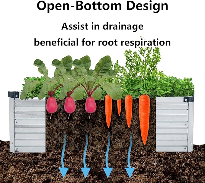 2 Pack 8x2x1FT Galvanized Raised Garden Bed Kit, Outdoor Metal Planter Box - Image 2