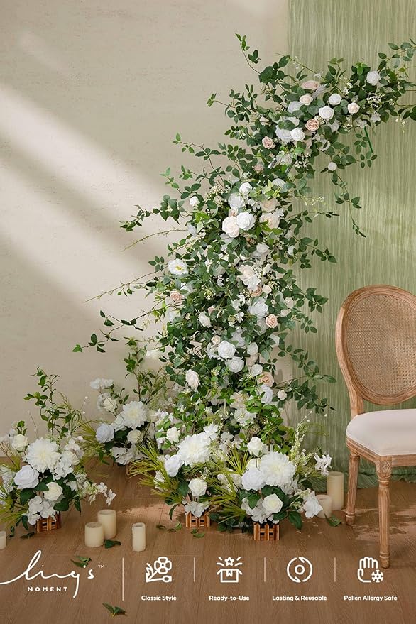 Artificial Eucalyptus Flower Garland, 6 Ft Runner in White