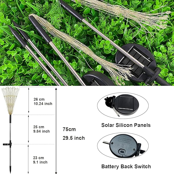 FOOING 8 Pack Solar Garden Lights Solar Firework Lights Waterproof, 200 LED - Image 7