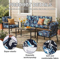 Outdoor Cushion Covers, 8-Piece Bluebell Stretch Set for Patio Chairs