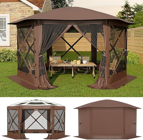 11.5x11.5FT 6-Sided Pop Up Gazebo Tent，One-Push Setup Canopy Tent by GarveeLife